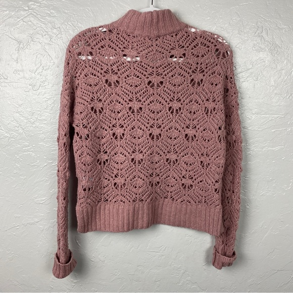 American Eagle mauve mock neck open knit sweater size XS - Picture 7 of 9